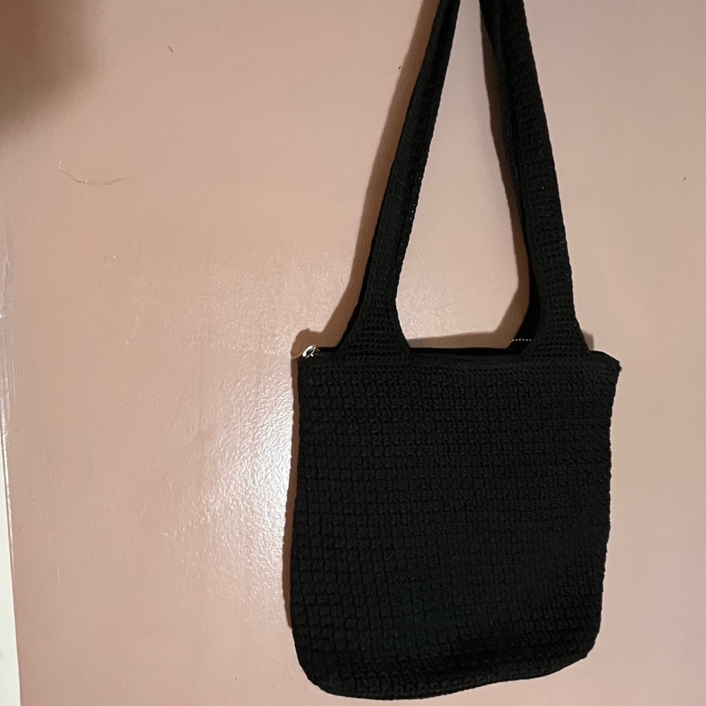 Sak Purse Black Crochet grandma core Shoulder Bag goth Zipper purse Indonesia
